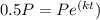 0.5P = Pe^{(kt})}