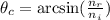 \theta_c = \arcsin ( \frac{n_r}{n_i} )