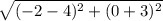 \sqrt{(-2-4)^{2}+(0+3)^{2}}