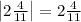 \left|2\frac{4}{11} \right|=2\frac{4}{11}