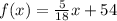 f(x)=\frac{5}{18}x+54