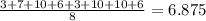 \frac{3 + 7 + 10 + 6 + 3 + 10 + 10 + 6}{8} = 6.875