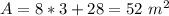 A=8*3+28=52\ m^{2}