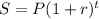 S=P(1+r)^{t}