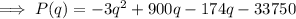 \implies P(q)=-3q^2+900q-174q-33750