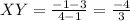 XY=\frac{-1-3}{4-1}=\frac{-4}{3}