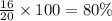 \frac{16}{20}\times 100=80\%