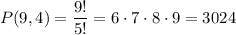 P(9,4)=\dfrac{9!}{5!}=6\cdot7\cdot8\cdot9=3024