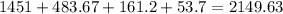 1451+483.67+161.2+53.7=2149.63