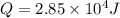 Q = 2.85\times 10^4 J