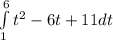 \int\limits^6_1 t^{2} - 6t + 11dt