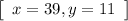 \left[\begin{array}{ccc}x=39, y=11\end{array}\right]