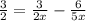 \frac{3}{2}=\frac{3}{2x}-\frac{6}{5x}