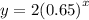 y= 2{(0.65)}^{x}