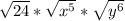 \sqrt{24} *\sqrt{x^5}  *\sqrt{y^6}