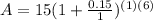 A=15(1+\frac{0.15}{1})^{(1)(6)}