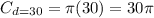 C_{d=30}=\pi (30)=30\pi