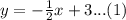 y=-\frac{1}{2}x+3...(1)