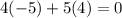 4(-5)+5(4)=0