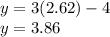 y=3(2.62)-4 \\&#10;y=3.86