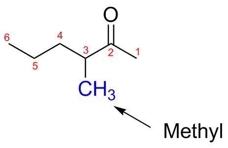 Draw the skeleton structure of 3-methyl-2-hexanone or 3-methylhexan-2-one.