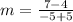 m=\frac{7-4}{-5+5}