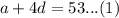 a + 4d = 53...(1)