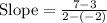 \text{Slope}=\frac{7-3}{2-(-2)}