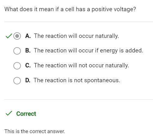 What does it mean if a cell has a positive voltage?
