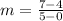 m=\frac{7-4}{5-0}