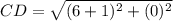 CD=\sqrt{(6+1)^2+(0)^2}