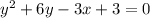 y^{2}+6y-3x+3=0