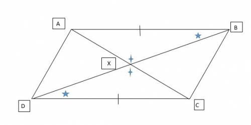 In parallelogram abcd, one way to prove that diagonals and bisect each other is to prove triangle ax
