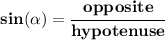 \bf sin(\alpha)=\cfrac{opposite}{hypotenuse}