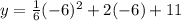 y=\frac{1}{6}(-6)^2+2(-6)+11