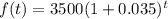 f(t)=3500(1+0.035)^t