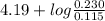 4.19 + log \frac{0.230}{0.115}