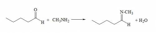Predict the product when pentanal reacts with ch3nh2 in the presence of an acid catalyst.