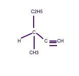 Draw a structure containing only carbon and hydrogen that is a chiral alkyne with six carbon atoms.