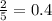 \frac{2}{5}  = 0.4