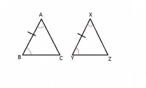 What else would need to be congruent to show that abc~xyz by asa?  given:  ab~xy, a~x,