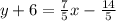 y + 6 =  \frac{7}{5} x -  \frac{14}{5}