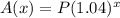 A(x) = P(1.04)^x