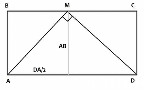 Suppose abcd is a rectangle. find ab and ad if point m is the midpoint of  bc,am ⊥ md , and the peri