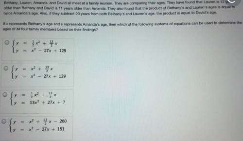 Bethany, lauren, amanda, and david all meet at a family reunion. they are comparing their ages. they