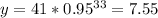 y=41* 0.95^{33} = 7.55