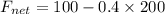 F_{net}=100-0.4\times 200