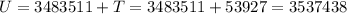 U=3483511+T=3483511+53927=3537438