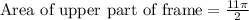 \text{Area of upper part of frame}=\frac{11\pi }{2}