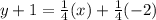 y+1=\frac{1}{4}(x)+\frac{1}{4}(-2)